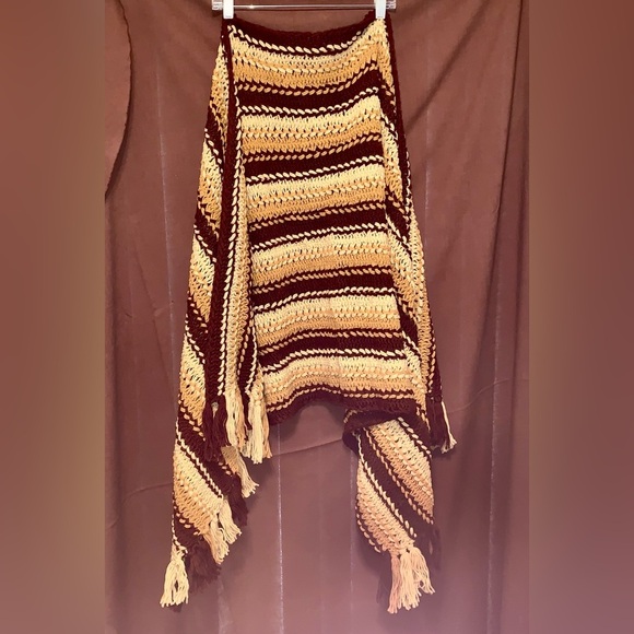 Homemade Brown & Two-Tone Yellow Crochet Throw Blanket - Picture 1 of 4